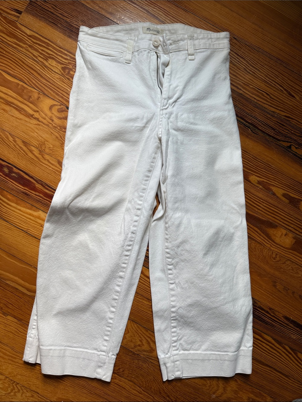 Madewell Cream Wide-Leg Crop Jeans